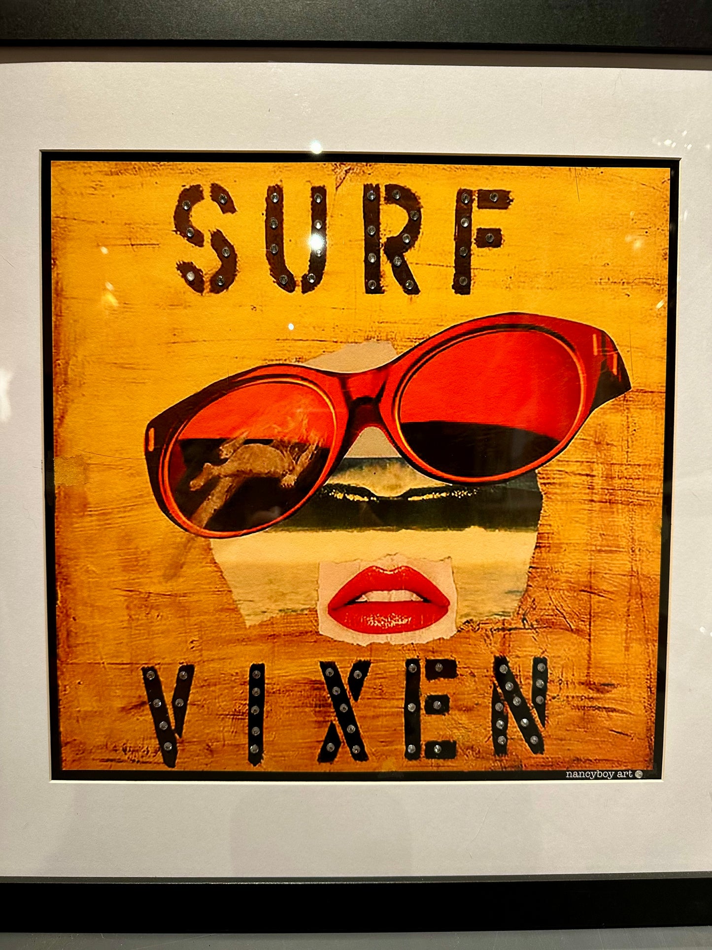 Surf Vixen (Framed) - Art by Nancy Tabeling