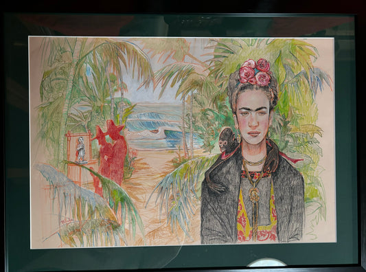 Mexican Surf Jungle with Frida Kahlo (Original)  by Ricky Blake