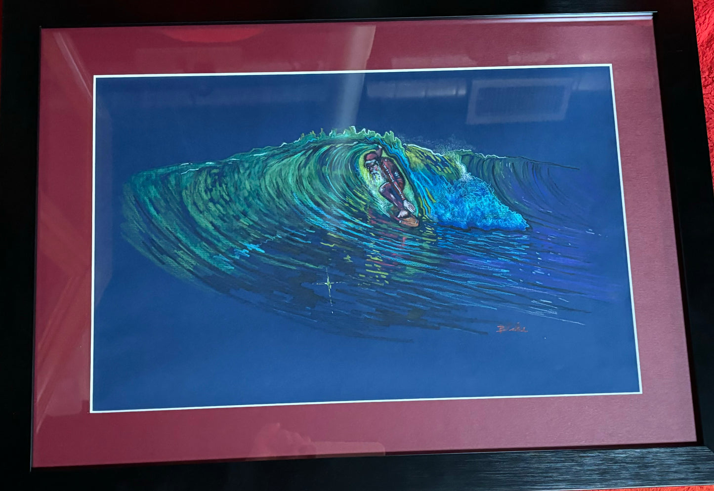 Santa Surf Scene (Original) by Ricky Blake
