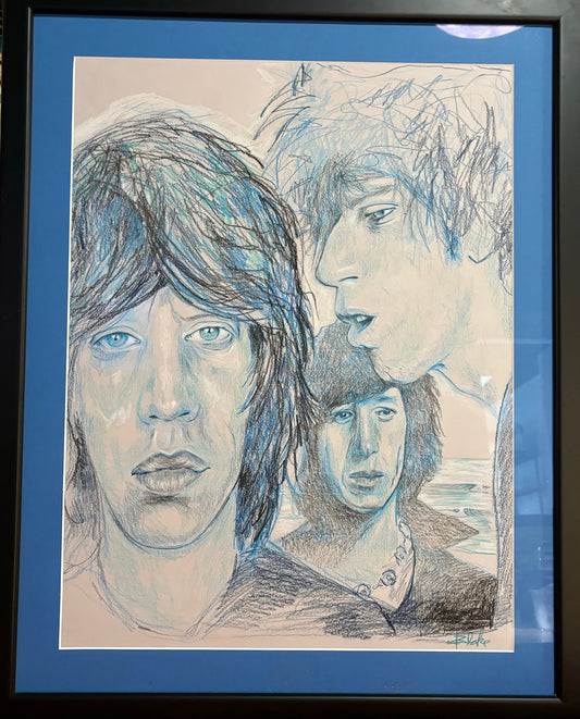 Black and Blue Rolling Stones with Surf (Original)  by Ricky Blake