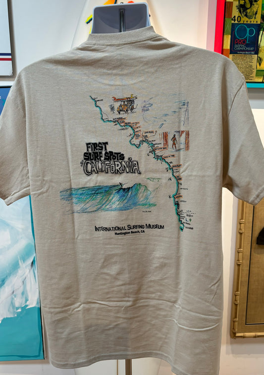 First Surf Spots/Finding California Surf (SAND COLOR) Short Sleeve T-Shirt