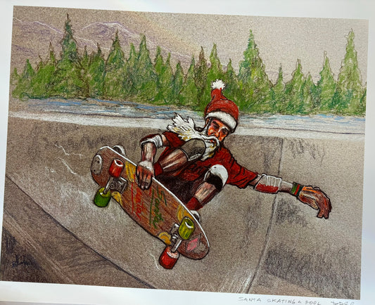 Santa Night Surfing by Ricky Blake (Print)