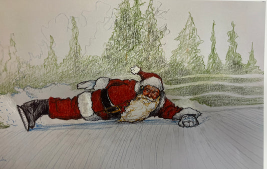 Santa Snowboarding by Ricky Blake (Print)
