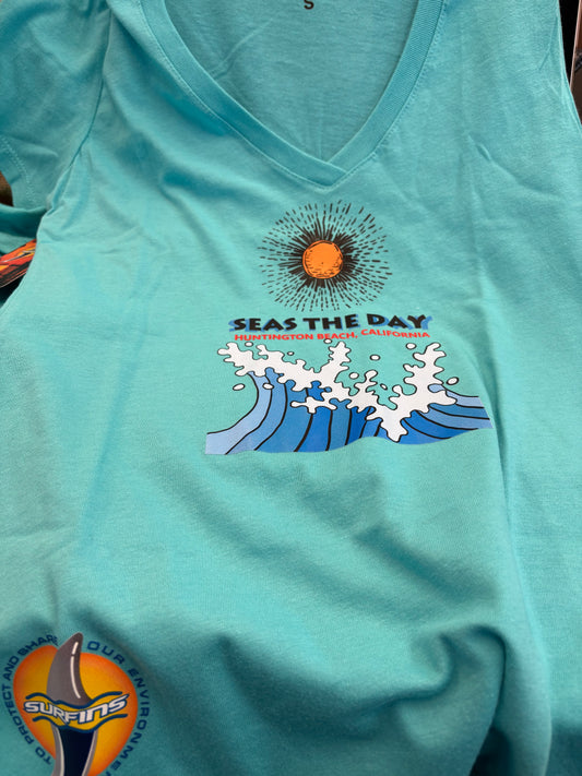 Seas the Day LOGO SURFINS surfwear  V Neck (Copy)