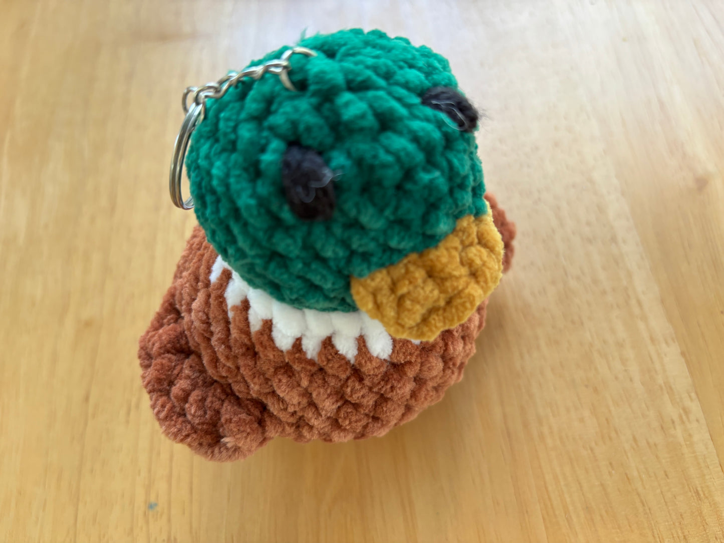 Mini Mallard Duck with keychain crocheted plushy to go with Goodnight Surf City (book) by Toni Haas