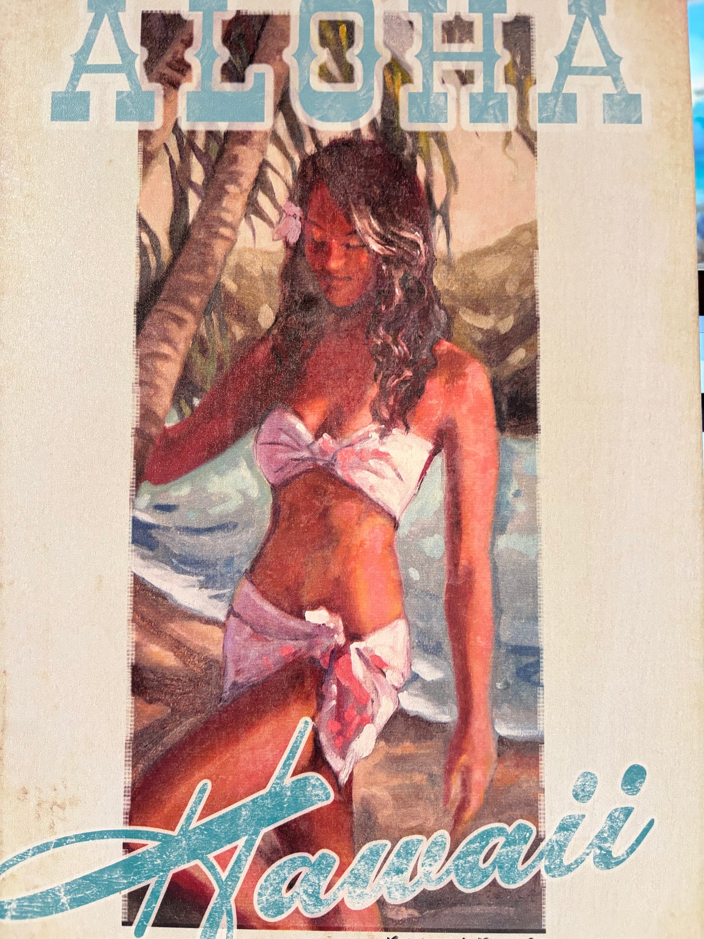 Aloha Hawaii Hawaiian Girl Close Up (Print on Wood) by Wade Koniakowsky