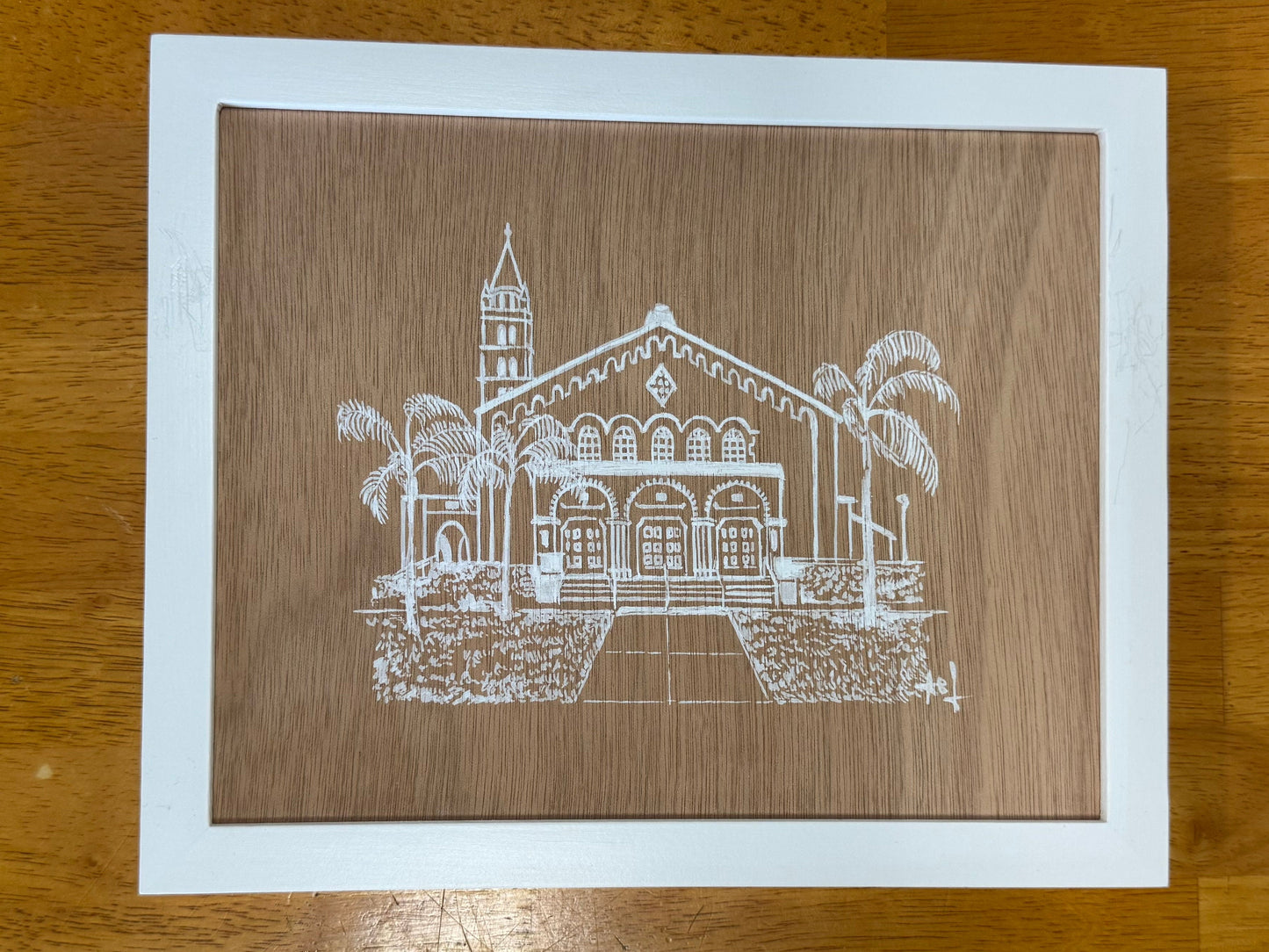 Huntington Beach Bell Tower & High School (framed) by Alyssa Belanio