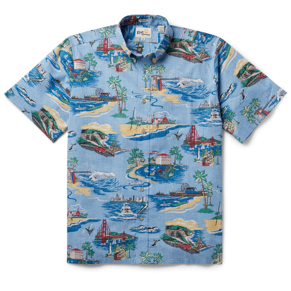 Reyn Spooner "GOLDEN COAST" DUSK BLUE Short Sleeve Btn Down
