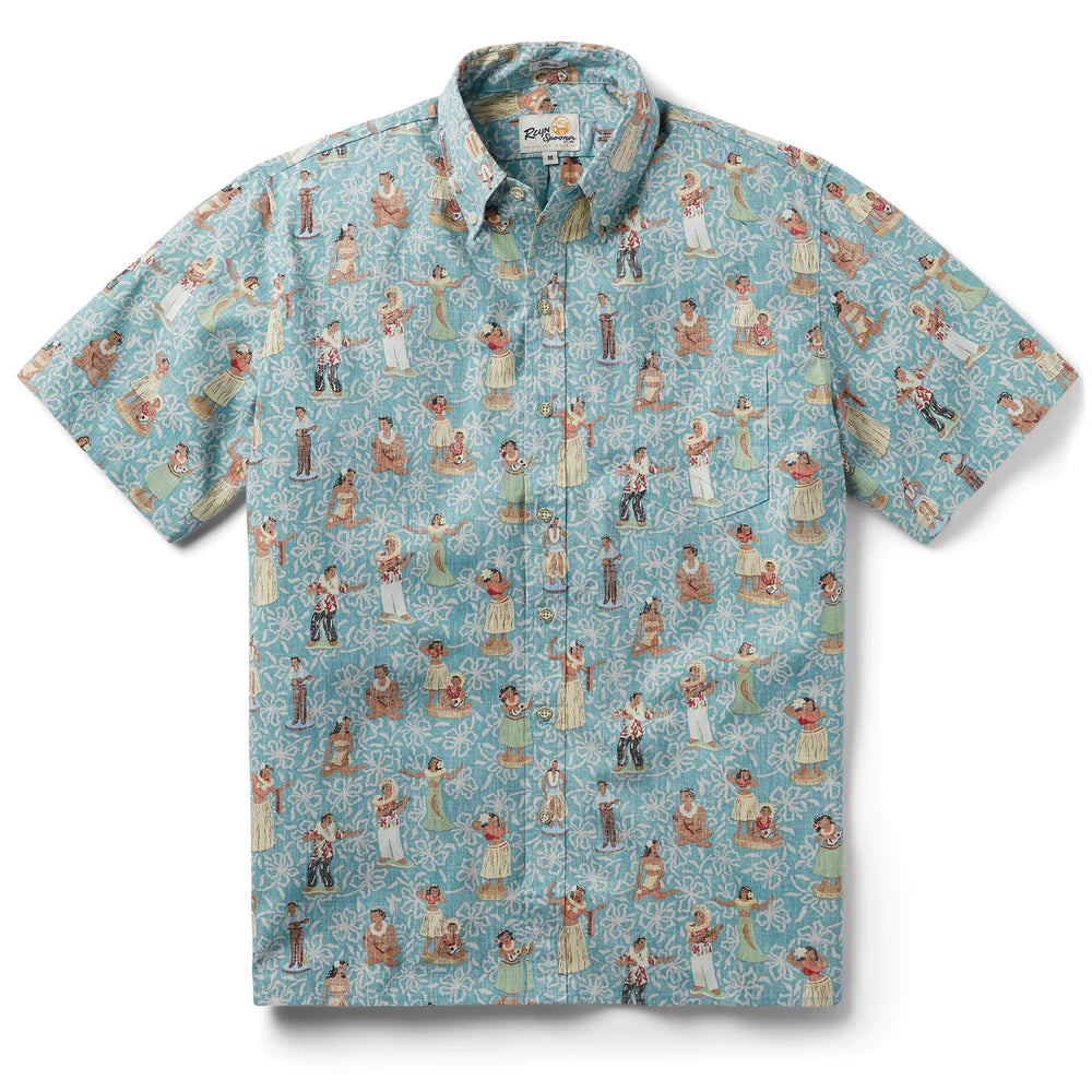 Reyn Spooner "HULA NODDERS" NILE BLUE Short Sleeve Btn Down