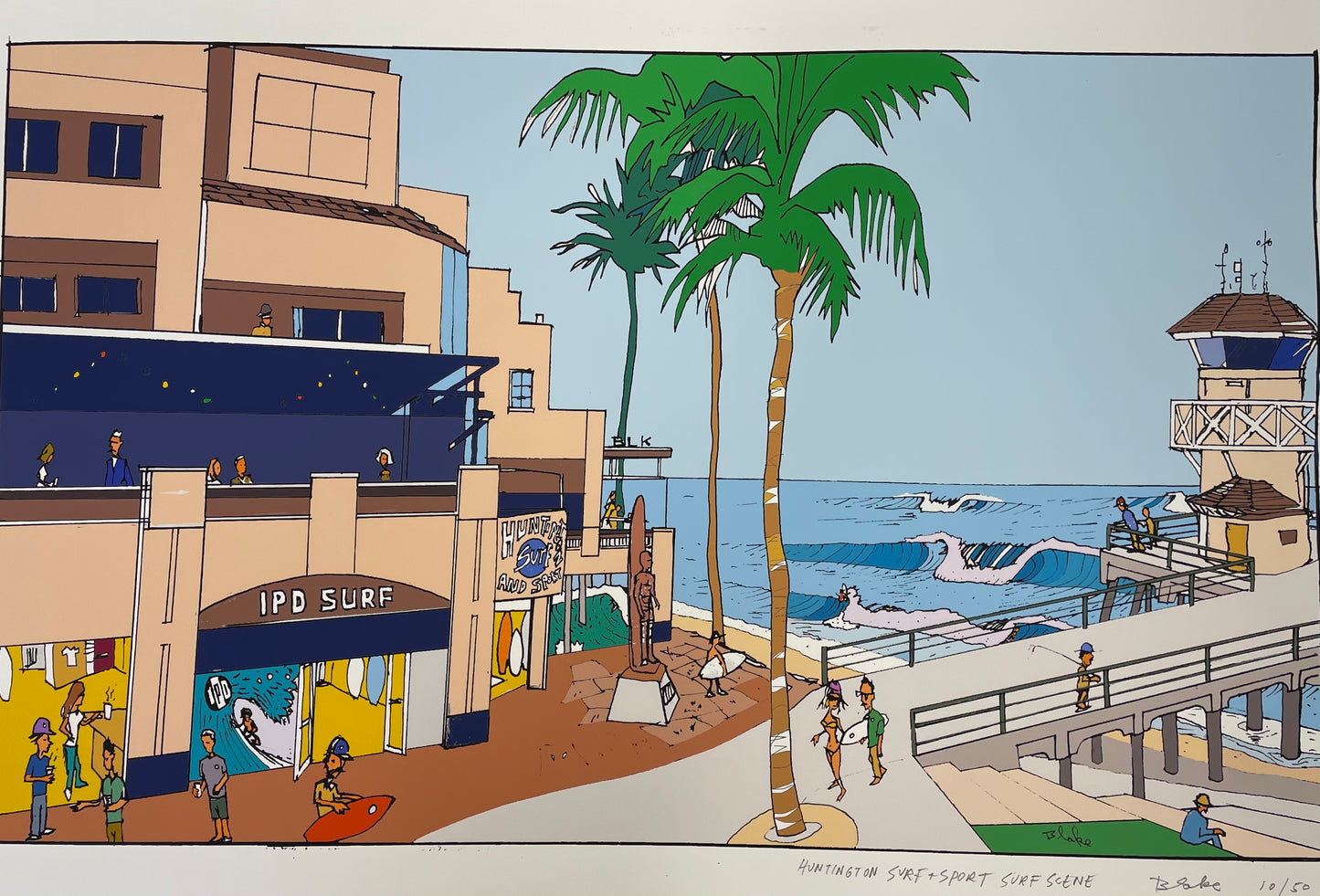 Huntington Surf & Sport Surf Scene by Ricky Blake (Print)