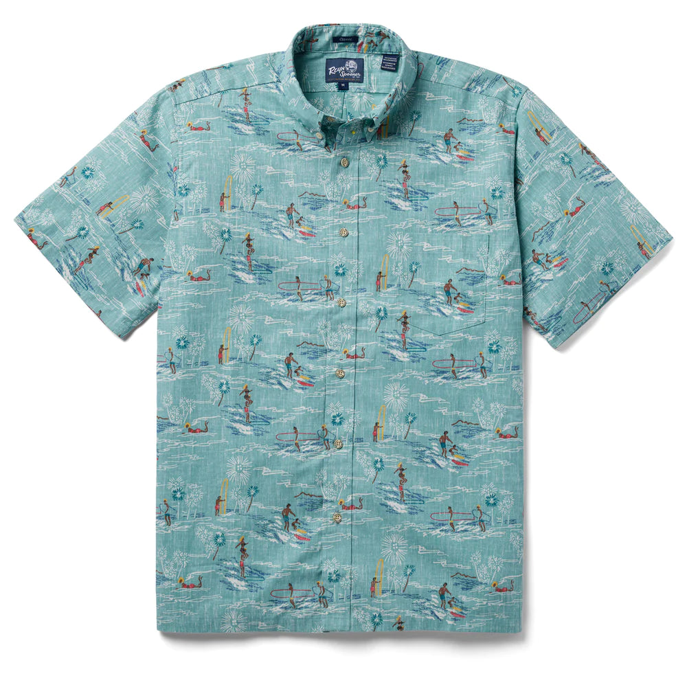 Reyn Spooner "SURFERS PARADISE" NILE BLUE Short Sleeve Btn Down
