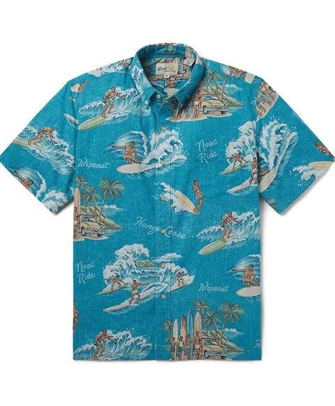 Reyn Spooner "Waveriders" Short Sleeve Btn Down Blue Moon