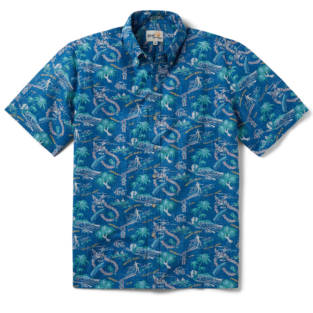 Reyn Spooner "One Fine Day - Vallarta Blue" Short Sleeve Btn Down
