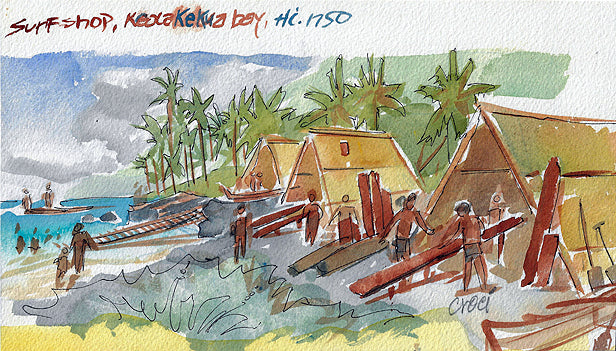 Surf Shop Kealakekua Bay 1750 AD by Ron Croci