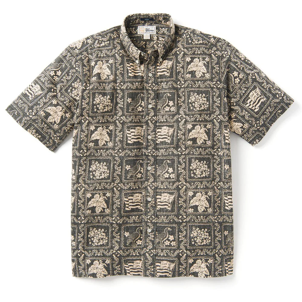 Reyn Spooner "Lahaina Sailor Archive CLASSIC" BLACK ONYX Short Sleeve Btn Down