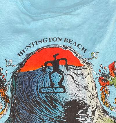 70's BLUE Flower Wave HBISM Logo Short Sleeve T