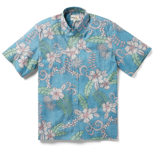 Reyn Spooner Fancy Biscus Stormy Sky  Short Sleeve Btn Down