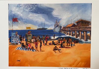 George Freeth Giving Lessons (PRINT) by Ron Croci (print)