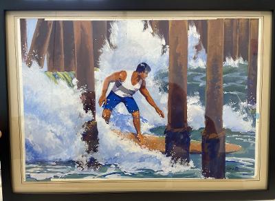 Shooting the Pier (The First Man/Surfer to Shoot the Pier) by Ron Croci