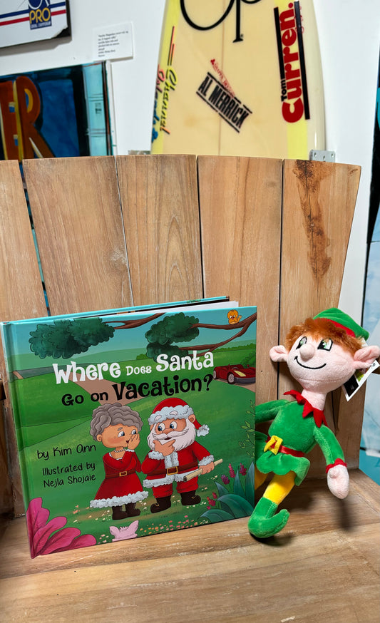 Where Does Santa Go on Vacation and Santa's Elf Plush Stuffed Animal by Kim Ann