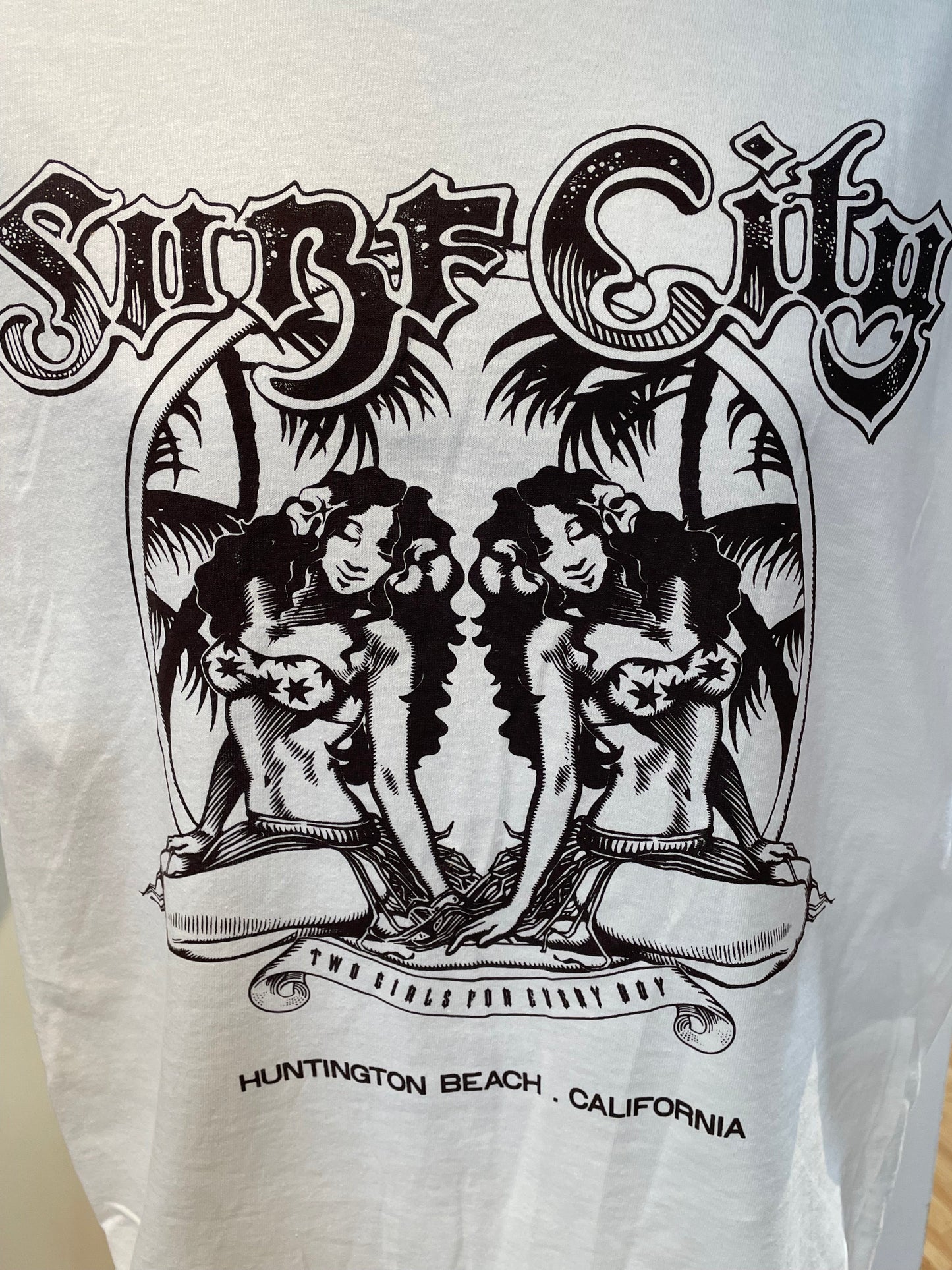 SURFIN SUNDAYS AT THE PIER SALE CREDIT CARD “Two Girls for Every Boy” Tees! Black/White S/S