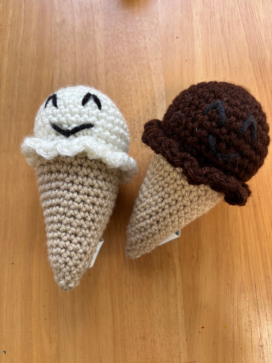 Ice Cream Cone crocheted plushy to go with Goodnight Surf City (book) by Toni Haas
