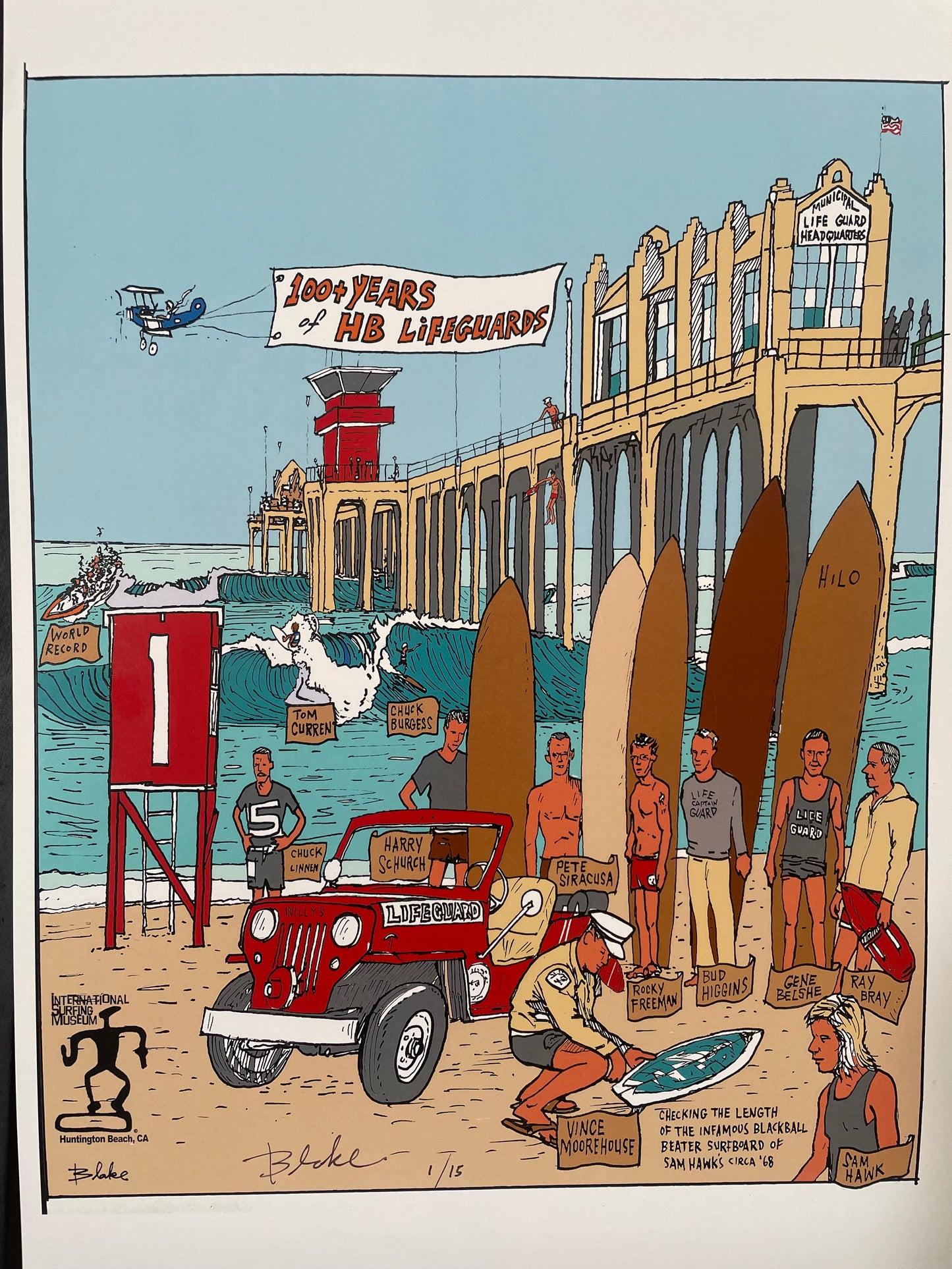 "HB Lifeguards 100 years plus" POSTER  by Ricky Blake