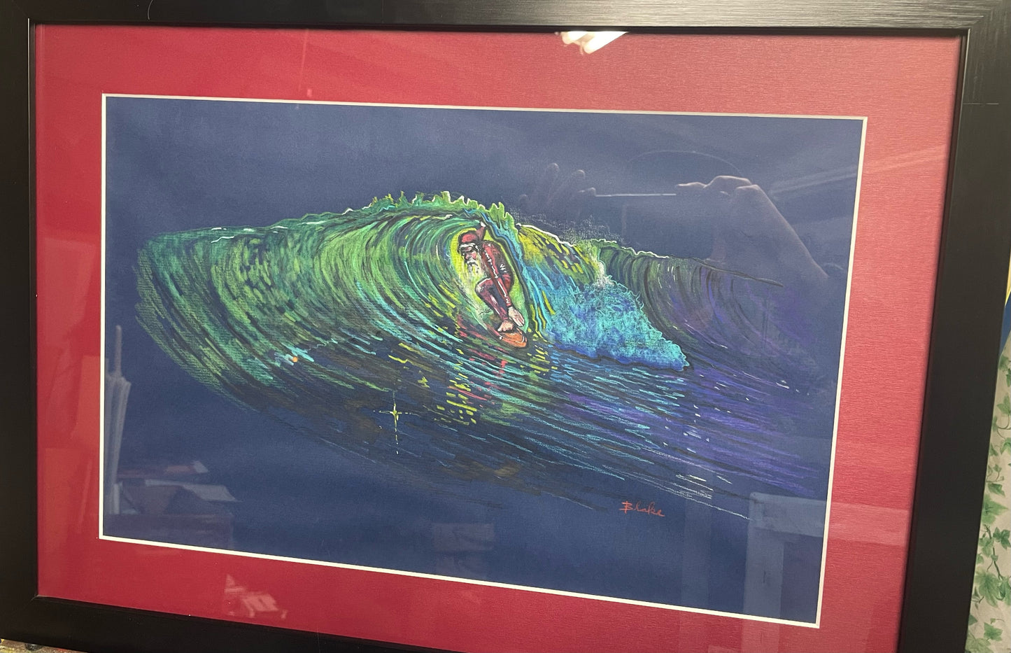 Santa Surfing by Ricky Blake (framed)