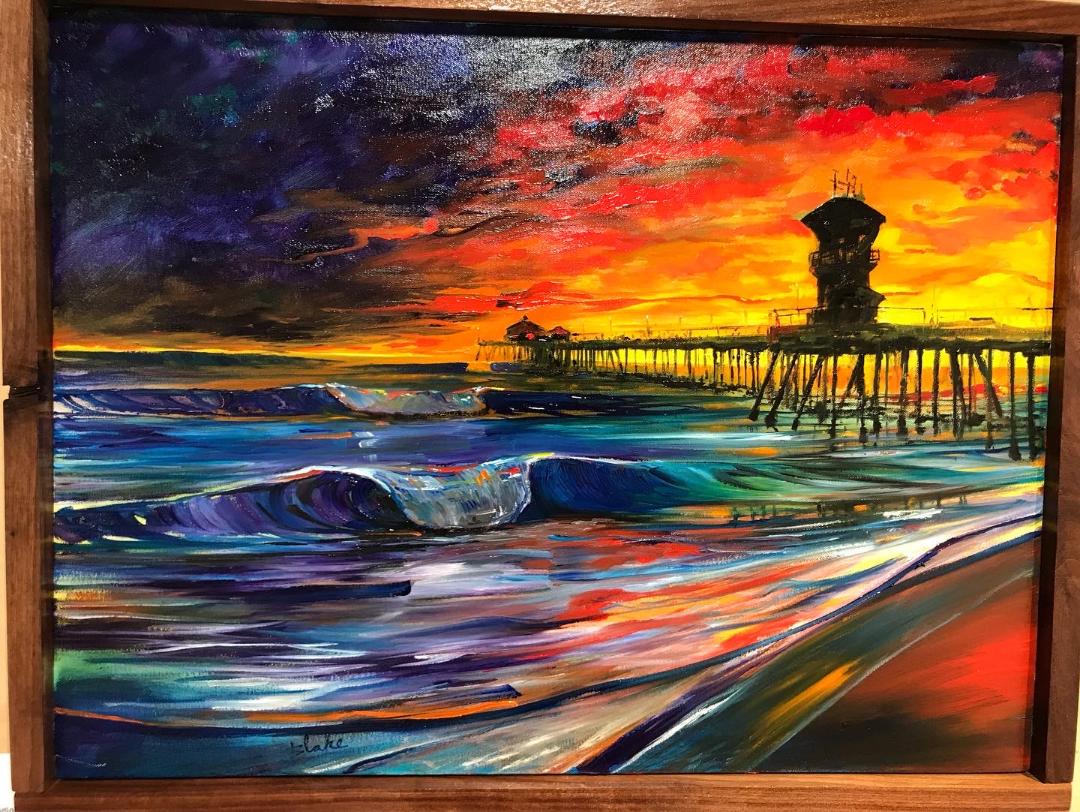 Large Print of 'An Evening at Huntington Pier' by Ricky Blake