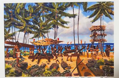 Early Waikiki Beach Scene by Ron Croci (print)