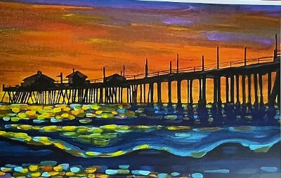 HB Pier at Sunset print by Nathan Gibbs