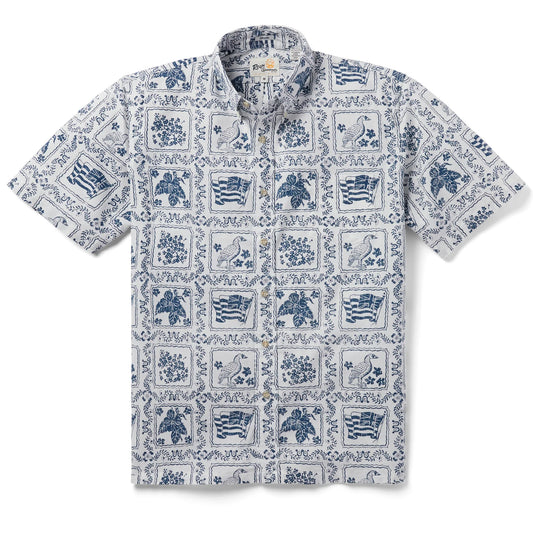 Reyn Spooner "Lahaina Sailor Archive CLASSIC" WHITE  Short Sleeve Btn Down