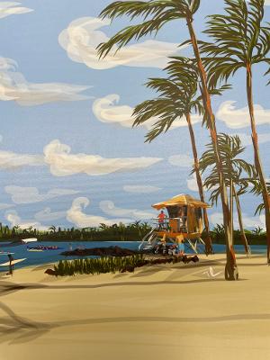 Haleiwa Beach (canvas wrapped edges) by Michael Tilden