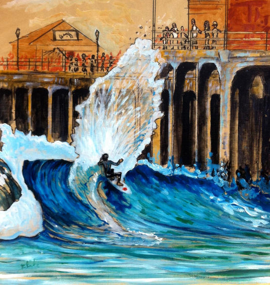 Bud Llamas Spraying the Kids on the Pier by Ricky Blake