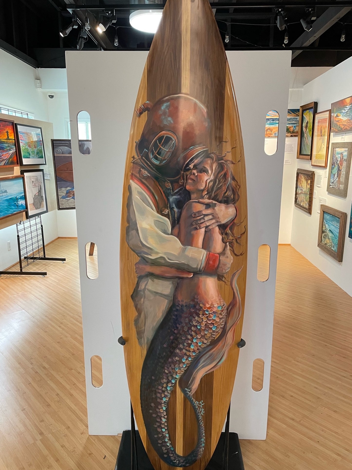 The Embrace Hand Painted Surf Board by Colleen Gnos